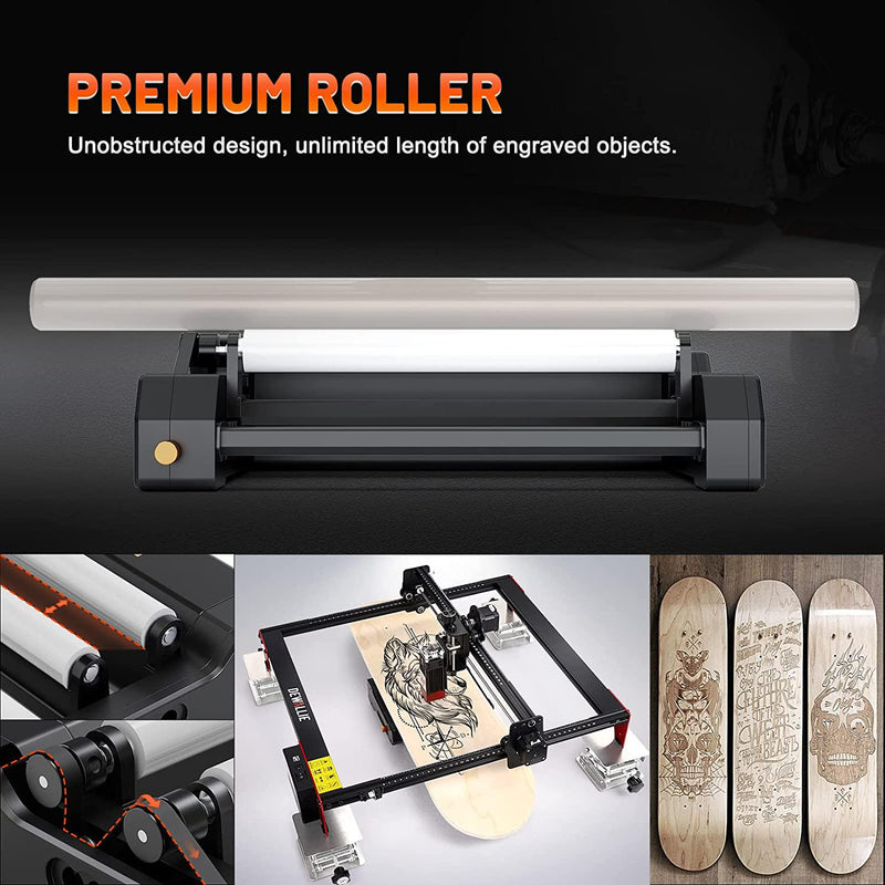 Laser Rotation Roller, DEWALLIE Laser Engraver Y-axis Rotary Roller Engraving Module with 360° Rotating, for Engraving Cylindrical Objects Cans