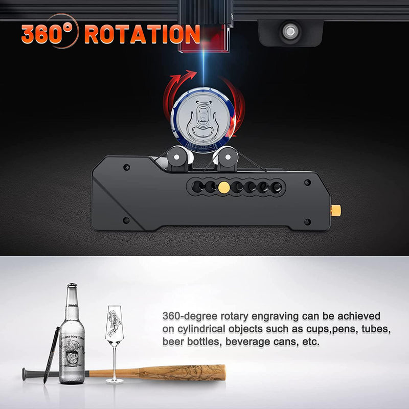 Laser Rotation Roller, DEWALLIE Laser Engraver Y-axis Rotary Roller Engraving Module with 360° Rotating, for Engraving Cylindrical Objects Cans