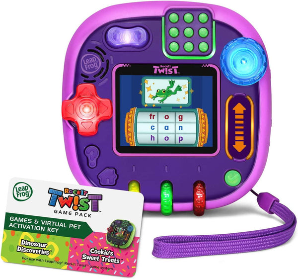 LeapFrog Rockit Twist Handheld Learning Game System, Purple and 2-Game Pack: Cookie&#039;s Sweet Treats and Dinosaur Discoveries