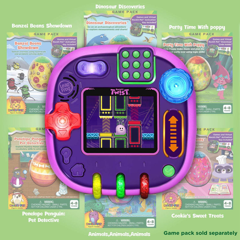 LeapFrog Rockit Twist Handheld Learning Game System, Purple and 2-Game Pack: Cookie&