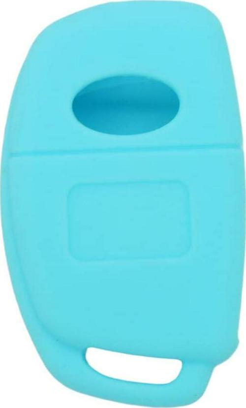 (Light Blue) - Fassport Silicone Cover Skin Jacket fit for Hyundai 3 Button Flip Remote Key Hollow Texture CV9102 Light Blue