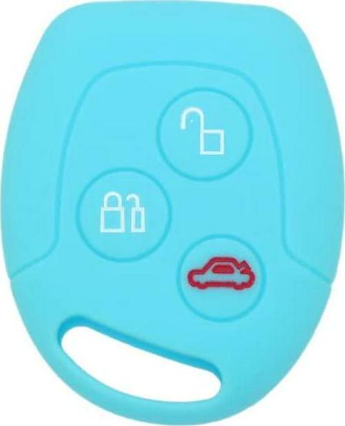 (Light Blue) - Fassport Silicone Cover Skin Jacket fit for Ford 3 Button Remote Key CV9702 Light Blue