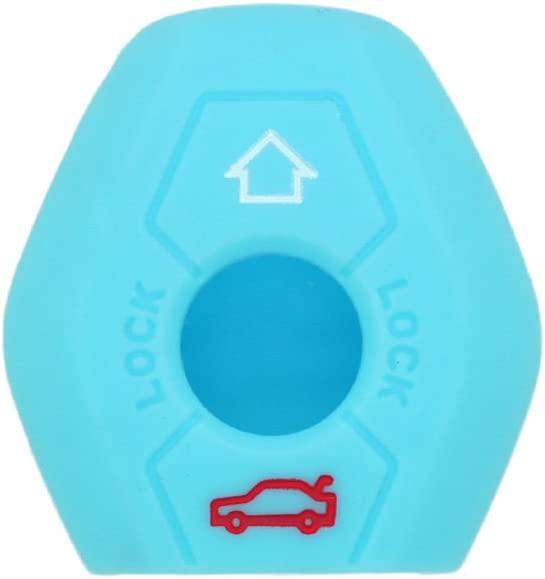 (Light Blue) - Fassport Silicone Cover Skin Jacket fit for BMW 3 Button Remote Key CV9901 Light Blue