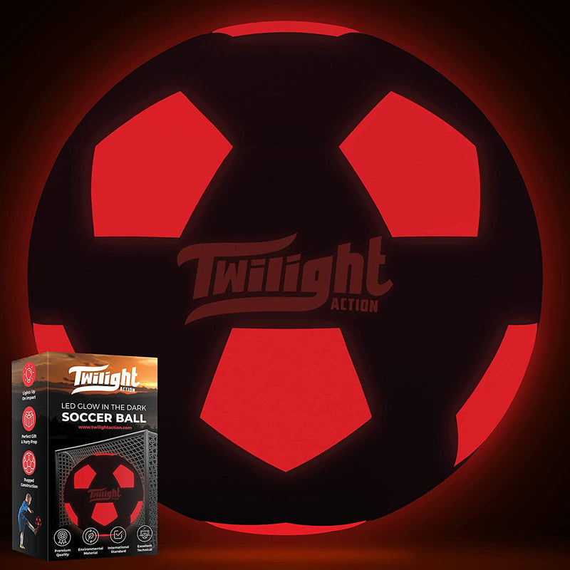 Light Up Soccer Ball Size 5-for Nighttime Play. Two Bright LED Lights Inside with Batteries and Pump Included. Perfect for Boy and Girls Gift