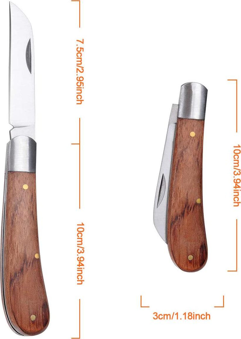 Linsen-outdoor Pruning Knife,Grafting Knife, Stainless Steel Garden Budding Knife, Folding Pocket Knife for Grafting Multi Cutting Tool, Weed Bushes Branches Mushroom Diggig Knife