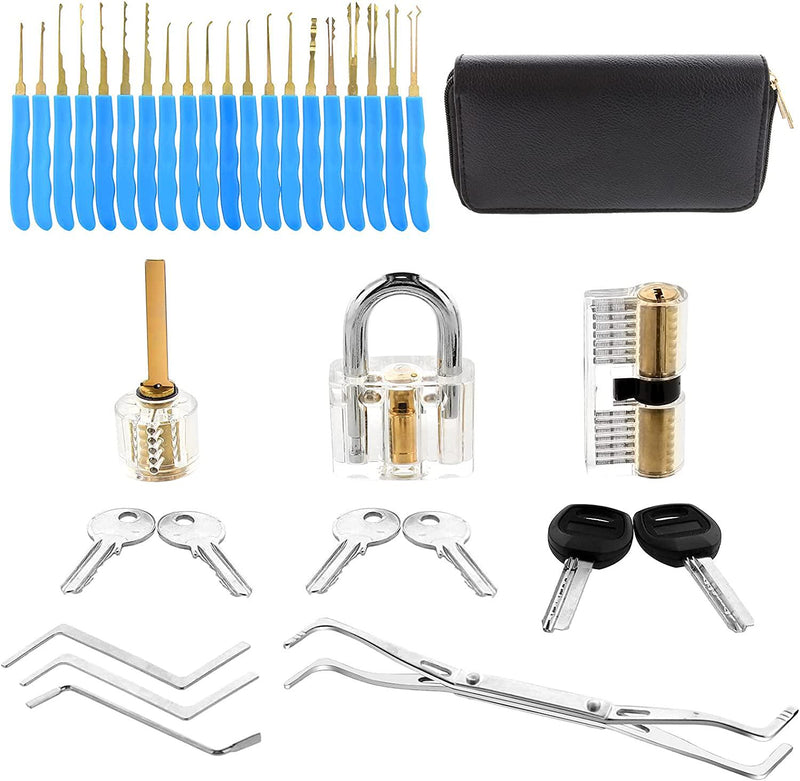 Diyife Lock Pick Set, [26 Pieces] [Updated Version] Premium Practice Lock  Picking Tools with 2 Transparent Training Padlock for Lockpicking,Guide for