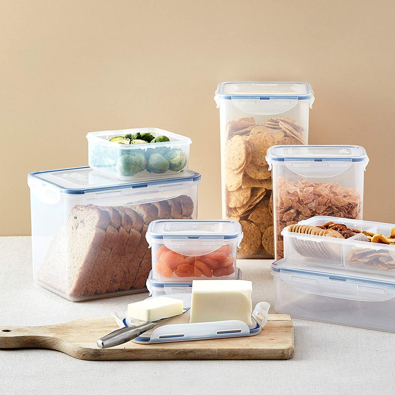 Pantry Bread Box with Divider Clear Food Storage Container