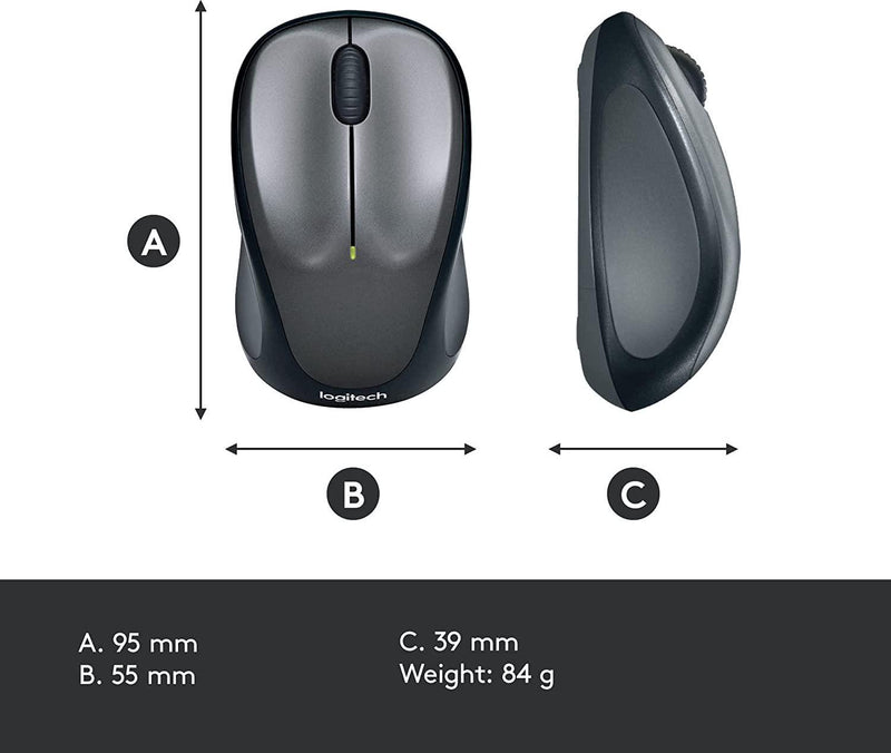 Logitech 910-003384 Wireless Mouse M235 With Designed-For-Web Scrolling, Light Silver