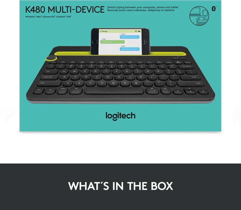 Logitech 920-006342 Bluetooth Multi-Device Keyboard K480, Black