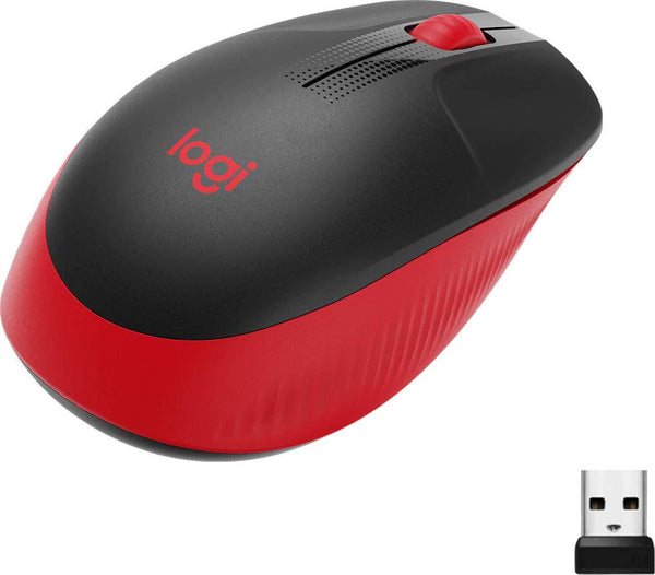 Logitech M190 Wireless Mouse Full Size Comfort Curve Design 1000Dpi Red