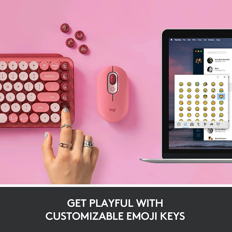 Logitech POP Keys Wireless Mechanical Keyboard with Emoji Keys, Hertbreaker Rose