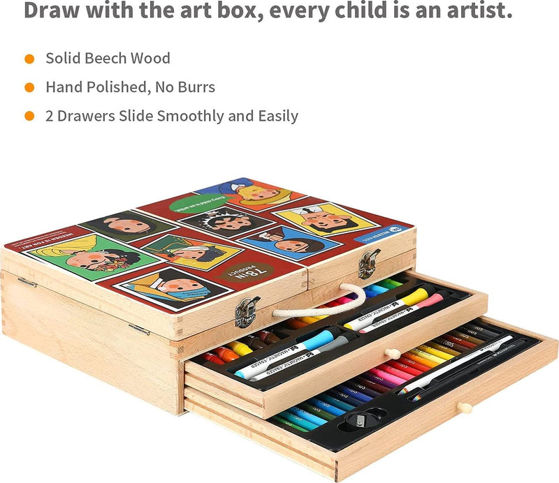 MEEDEN KIDS Drawing Set Gift for Boys & Girls Wood Case Artist