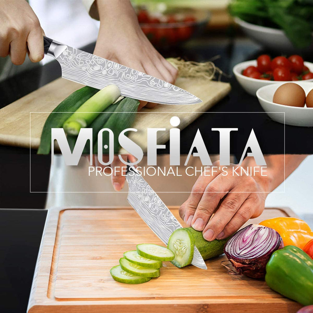 MOSFiATA 8 Super Sharp Professional Chef's Knife with Finger Guar