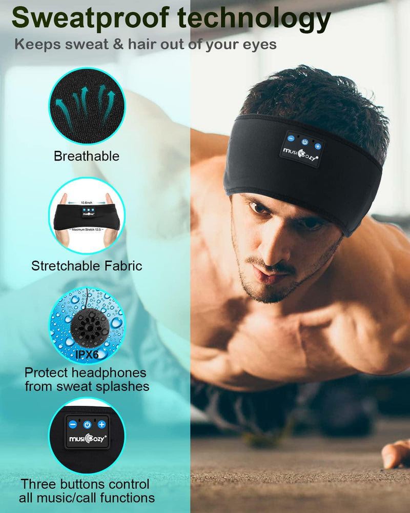MUSICOZY Sleep Headphones Bluetooth Headband Wireless Music Headband H