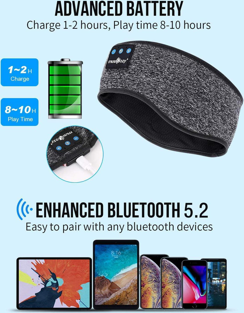 MUSICOZY Sleep Headphones 3D Bluetooth 5.2 Headband Wireless Sleep Mas