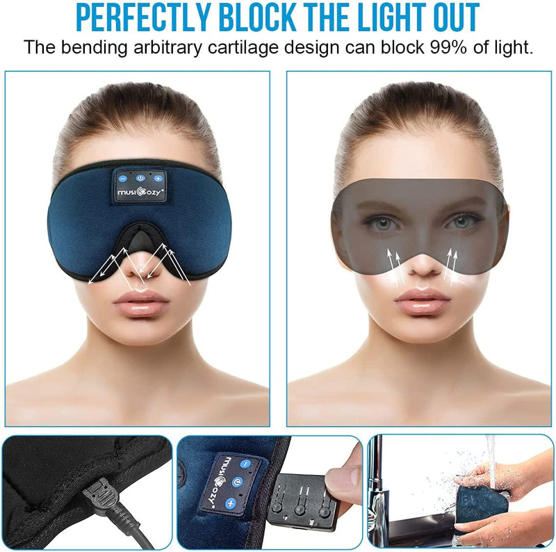 Sleep Mask Bluetooth 3D, Sleeping Headphones Music Eye Cover s Travel  Built-in HD Ultra Soft Thin Speakers 