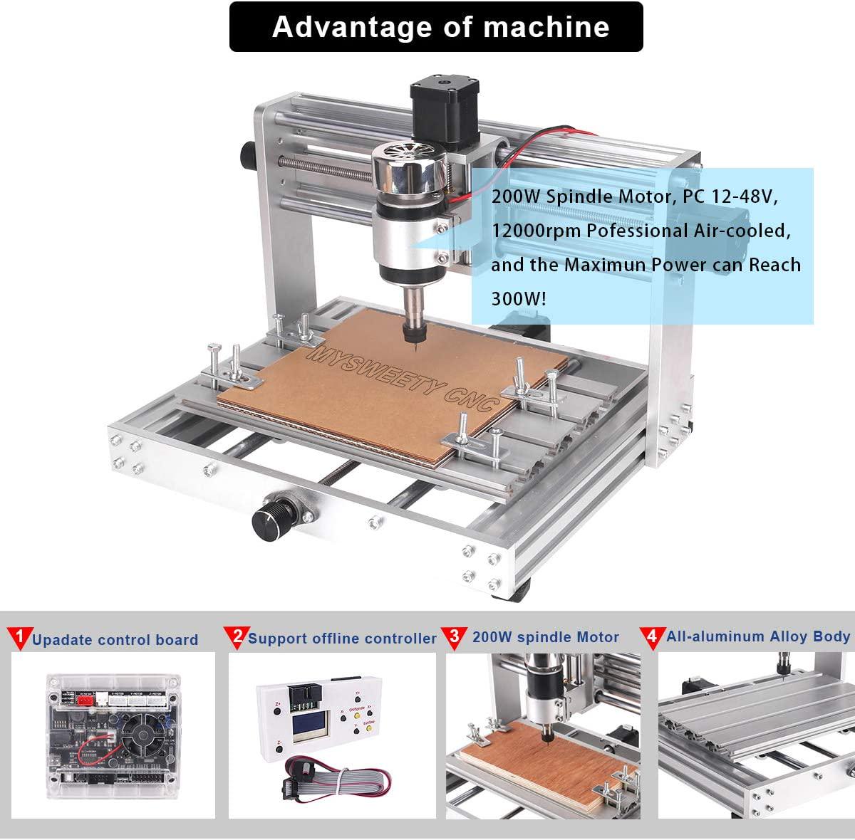 MYSWEETY CNC 3018Pro MAX Engraver with 200W Spindle, GRBL control DIY