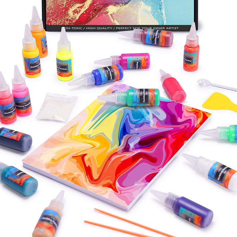 Marbling Paint Art Kit for Kids - Arts and Crafts for Girls & Boys Ages  6-12 - C