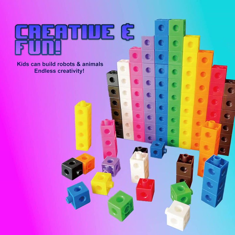 Math Cubes for Kids - Kindergarten Math Games - Snap Cubes Counting Blocks for Math - Math Linking Cubes Counting Cubes for Kids - Math Manipulatives 1st Grade - 10 Colors, 100 Cubes