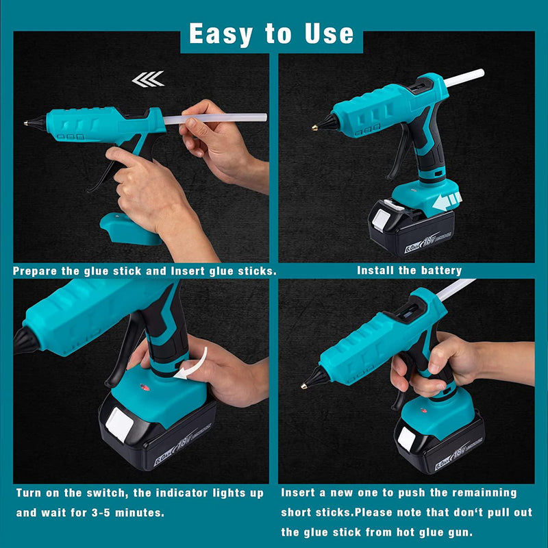 Mellif Cordless Hot Glue Gun for Makita 18V Battery, Handheld Electric Power Glue Gun Full Size for Arts and Crafts and DIY with 20 Glue Sticks (Battery Not Included)