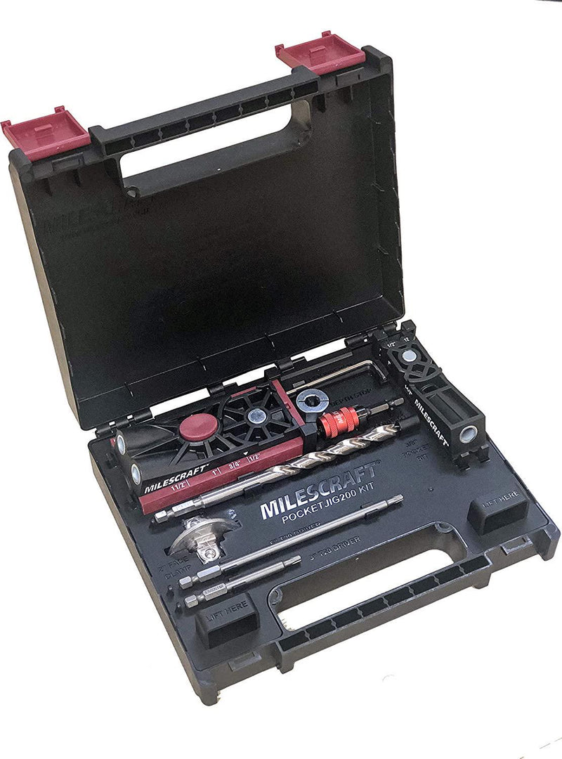 Milescraft 7336 Pocket Jig 200XCJ - Pocket Hole Bundle with Double Barrel Pocket Hole Jig, Single Barrel Pocket Hole jig, 2 Face Clamp, And Accessories Needed With Any Pocket Hole Project
