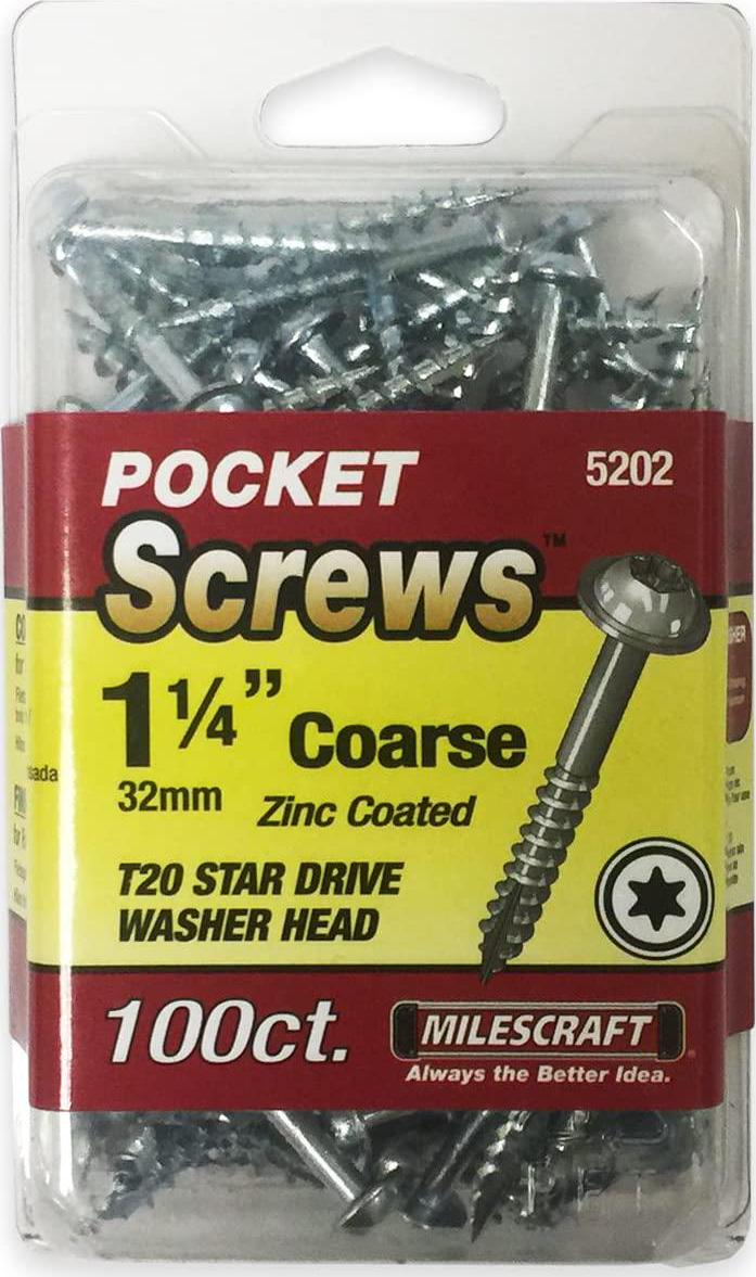 Milescraft SQD Pocket Coarse Wood Screw 100-Pieces, 8G x 31 mm Size
