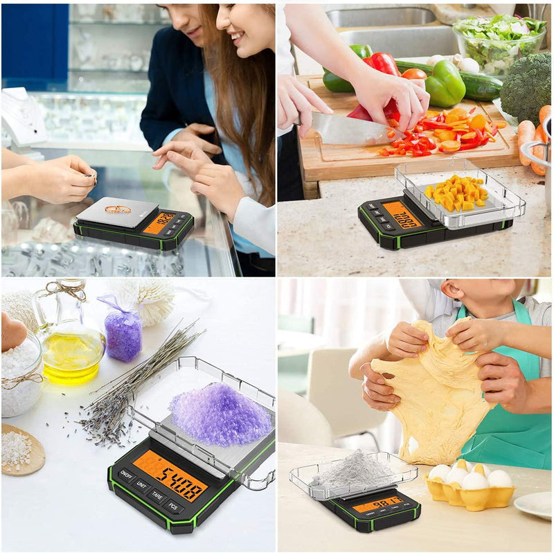 Mini Digital Weighing Scale, 300g by 0.01g, Multifunctional Kitchen Scale, Pocket Scale, Food Scale, Jewelry Scale Green, Kitchen Scale 300g (Battery Included)