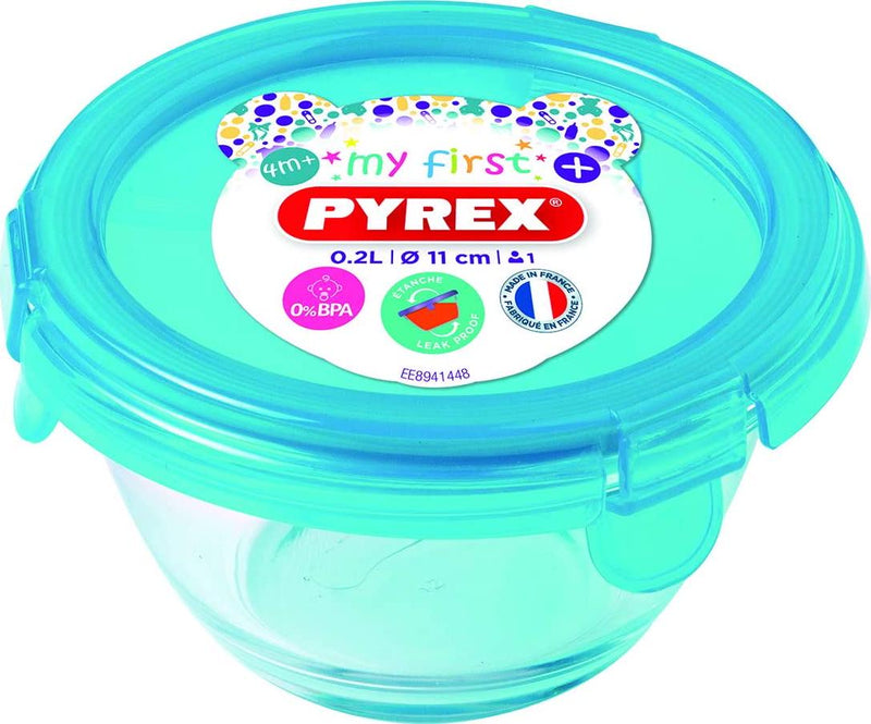 My First Pyrex+ 200ml Round Dish, with Blue BPA Free plastic lid