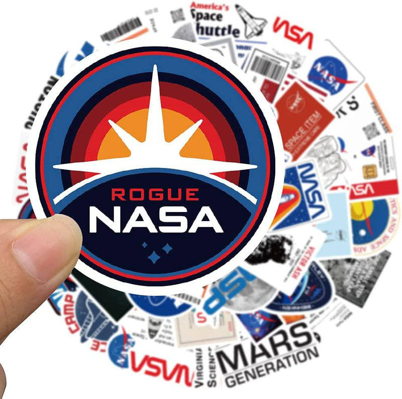 NASA Stickers,50pcs Space Explorer Universe Galaxy Astronaut Spaceman Spacecraft Planet Decal for Teen Girl Laptop,Skateboard, Phone,Travel Case,Computer,Guitar,Bike,Bumper