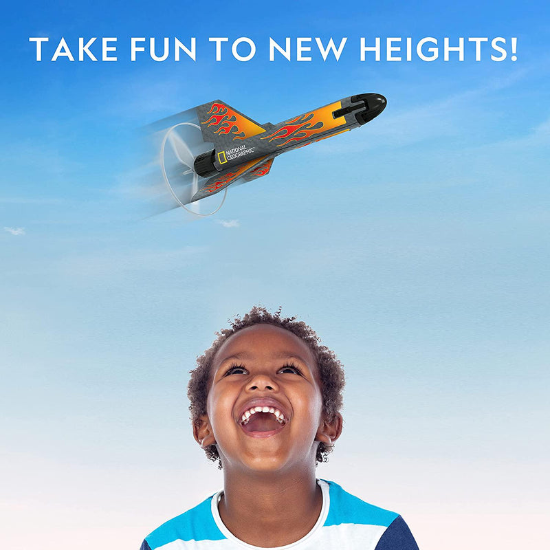 NATIONAL GEOGRAPHIC Rocket Launcher for Kids Patent-Pending Motorized, Self-Launching Air Rocket Toy, Launch up to 200 ft. with Safe Landing, an Innovation in Kids Outdoor Toys and Model Rockets