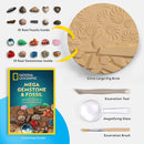 NATIONAL GEOGRAPHIC Gem Fossil Dig Kit - Mega Dig Kit for Kids with 10 Gemstone and 10 Fossil Specimens, Excavation Tools Included, Great STEM Activity for Curious Boys and Girls Who Love to Explore
