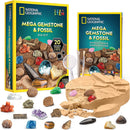 NATIONAL GEOGRAPHIC Gem Fossil Dig Kit - Mega Dig Kit for Kids with 10 Gemstone and 10 Fossil Specimens, Excavation Tools Included, Great STEM Activity for Curious Boys and Girls Who Love to Explore