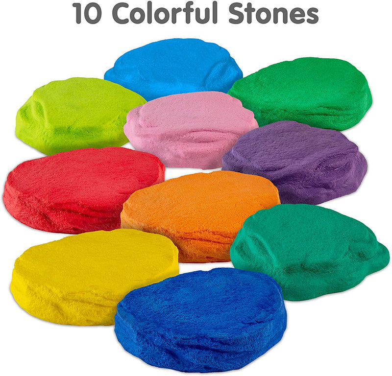 NATIONAL GEOGRAPHIC Stepping Stones for Kids 10 Durable Stones Encourage Toddler Balance and Gross Motor Skills, Indoor and Outdoor Toys, Toddler Stepping Stones, Balance Stones, Kids Obstacle Course