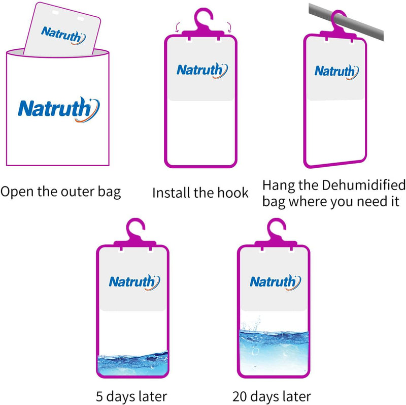  NATRUTH 12-PACK Moisture Absorber Bags With Lavender,Desiccant  Hanging Bag Use for Kitchen Bathroom Wardrobe, Eliminates Odors，Odor  Absorber Humidity Packs, Hanging Closet Dehumidifier Bags for Closet