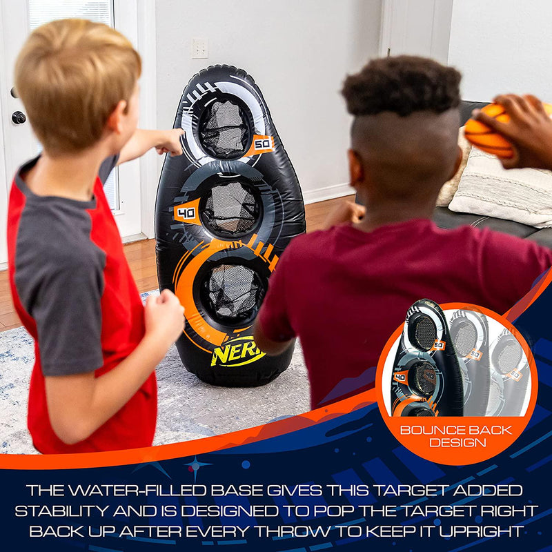 NERF Inflatable Target Set - Proshot Kids Football + Blaster Target Game Set- Standing Pop Up Target - 50