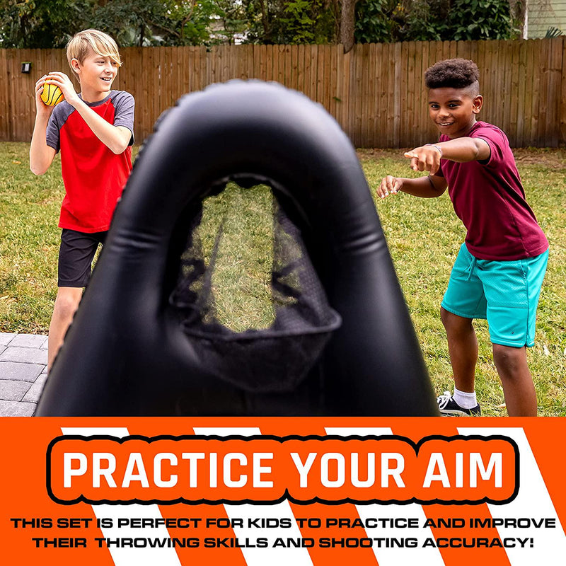 NERF Inflatable Target Set - Proshot Kids Football + Blaster Target Game Set- Standing Pop Up Target - 50