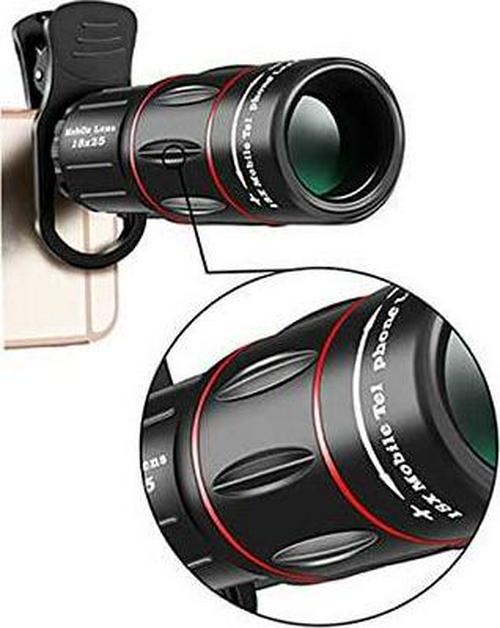 NUZAMAS Cell Phone Camera Lens Universal 18X25 Clip-On Monocular Telescope Mobile Zoom Lens Fits Most Smartphones for Birdwatching, Traveling, Hunting, Fishing, Football Games Outdoor Concert