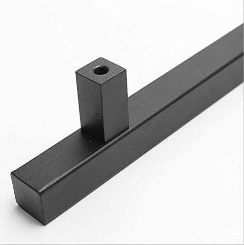 NUZAMAS Stainless Steel Door Handle, Sliding Barn Door Handle, Pull and Flush Set Single Square Handle Hardware -Black