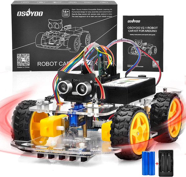 OSOYOO V2.1 Smart IOT Robot Car Kit for Arduino - Early STEM Education for Beginner Teenage and Kid Learn Circuit, Sensor - Get Hands-on Experience on Programming, Electronics Assembling, Robotics