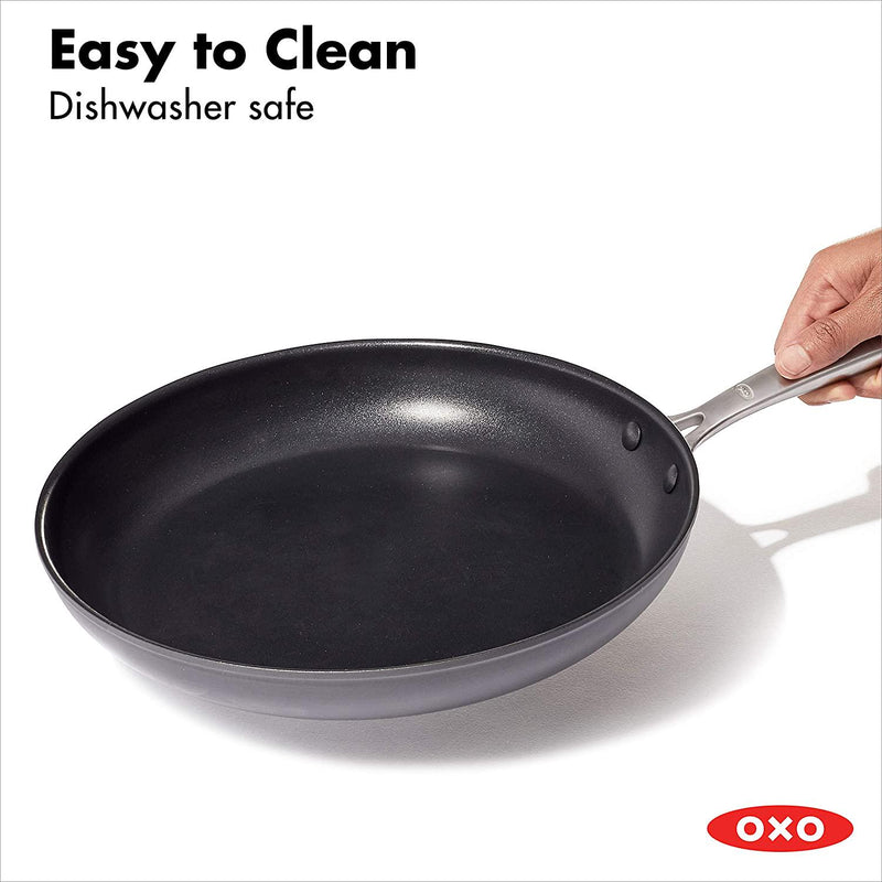 OXO Good Grips Pro Hard Anodized PFOA-Free Nonstick 30 cm Frying Pan Skillet, Dishwasher Safe, Oven Safe, Stainless Steel Handle, Black