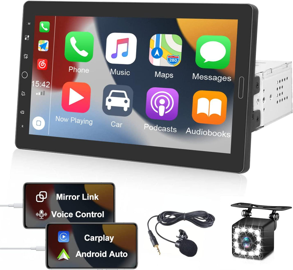 Binize Double Din Car Stereo Wireless CarPlay 10 Inch Android 10 Touch  Screen Car Radio Support Android Auto Mirrorlink,Bluetooth,GPS