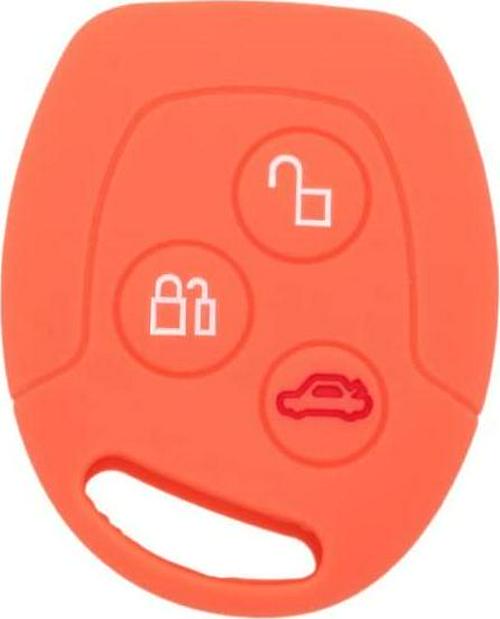 (Orange) - Fassport Silicone Cover Skin Jacket fit for Ford 3 Button Remote Key CV9702 Orange
