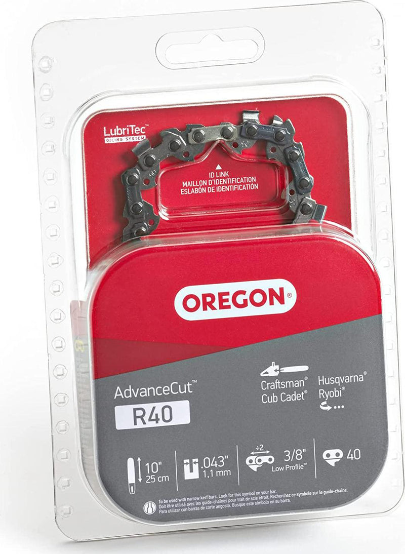 Oregon R40 AdvanceCut 10-Inch Chainsaw Chain, Fits Craftsman, Cub Cadet, Husqvarna, Ryobi, Grey