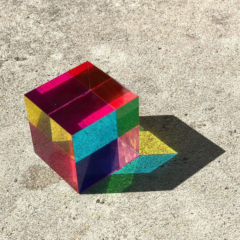 Original CMY Cube (50mm) - Color Cube - Optical Cube - Cyan, Magenta, Yellow - Subtractive Color Mixing, Diamond Polished, Scientific and Educational Toys, Gorgeous Physics Toys
