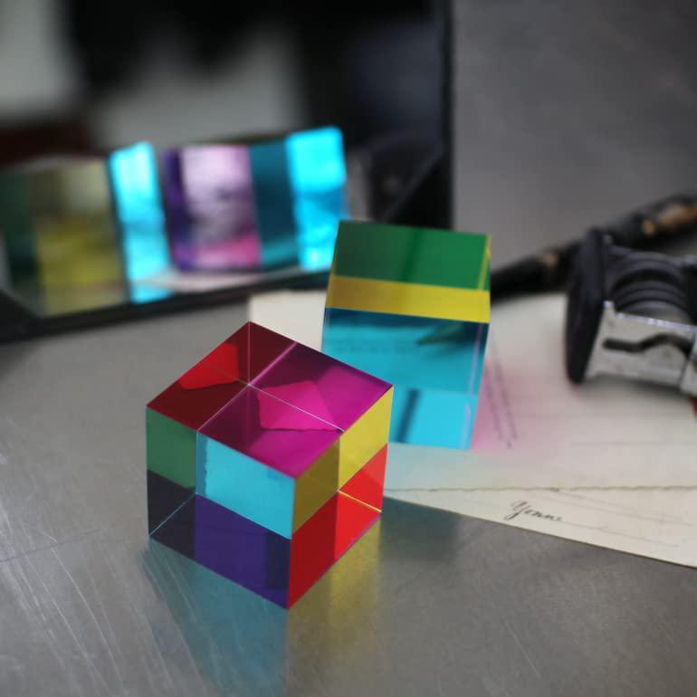 Original CMY Cube (50mm) - Color Cube - Optical Cube - Cyan, Magenta, Yellow - Subtractive Color Mixing, Diamond Polished, Scientific and Educational Toys, Gorgeous Physics Toys