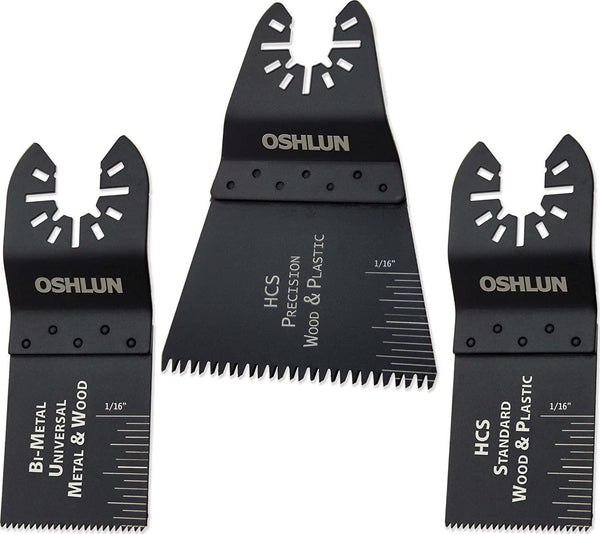 Oshlun MMC-9903 Oscillating Tool Blade Combo with Quick-Fit Arbor (Pack of 3)