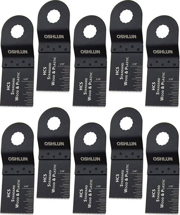 Oshlun MMR-0310 1-1/3-Inch Standard HCS Oscillating Tool Blade for Rockwell or Worx SoniCrafter Hex, 10-Pack