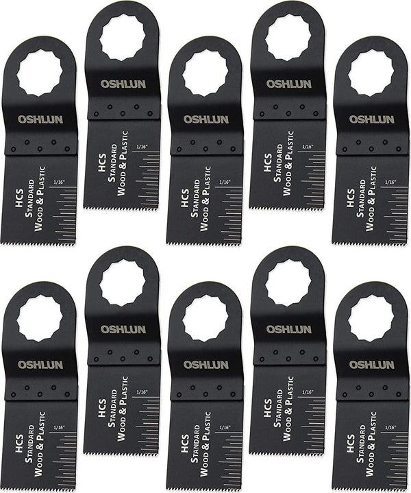 Oshlun MMS-0310 1-1/3-Inch Standard HCS Oscillating Tool Blade for Fein SuperCut, 10-Pack