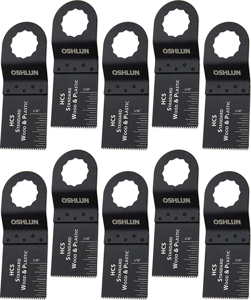Oshlun MMS-0310 1-1/3-Inch Standard HCS Oscillating Tool Blade for Fein SuperCut, 10-Pack