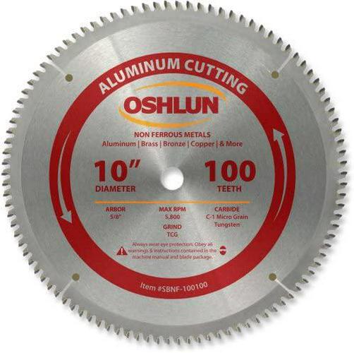 Oshlun SBNF-100100 10-Inch 100 Tooth TCG Saw Blade with 5/8-Inch Arbor for Aluminum and Non Ferrous Metals